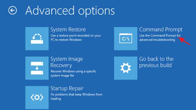 استفاده از ابزار sfc برای تعمیر فایل سیستم های ویندوز به صورت آفلاین Advanced Options