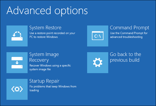 پنجره Advanced Options