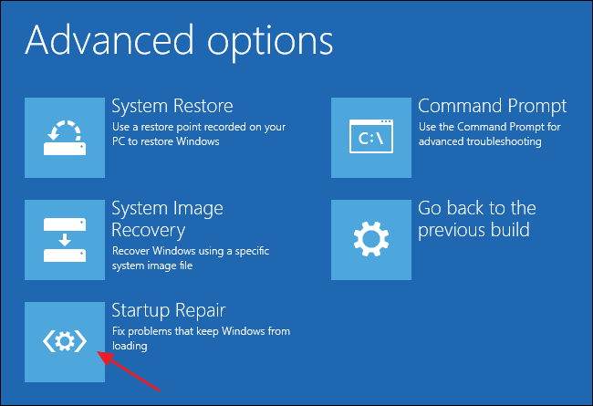 رفع مشکل خرابی ویندوز و تعمیر ویندوز گزینه Startup Repair